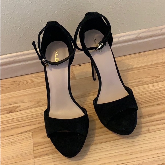 ALDO Black Suede Heels 7.5 - Picture 2 of 4
